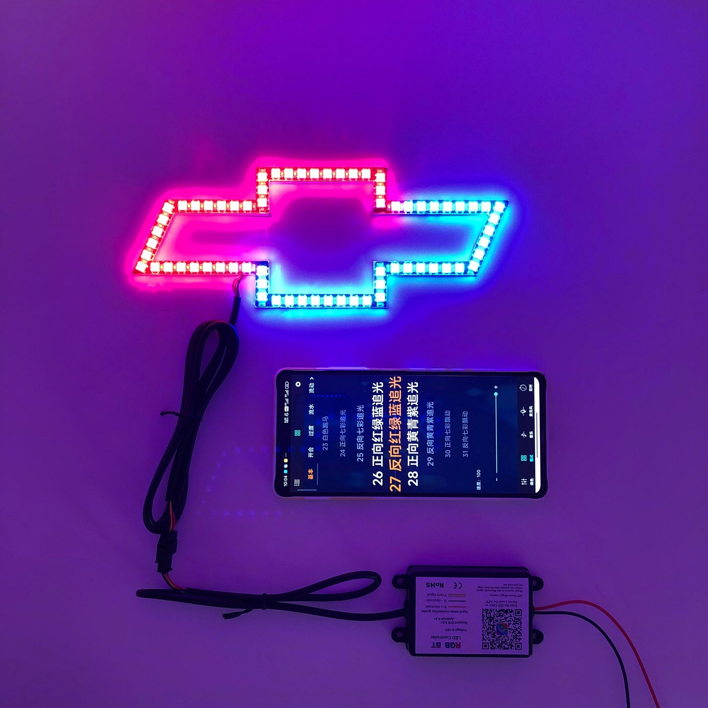 Chevy bowtie emblem rgb chasing flow halo with bluetooth controller-2